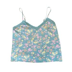 M Summer Satin Floral Spring SummerTank Top